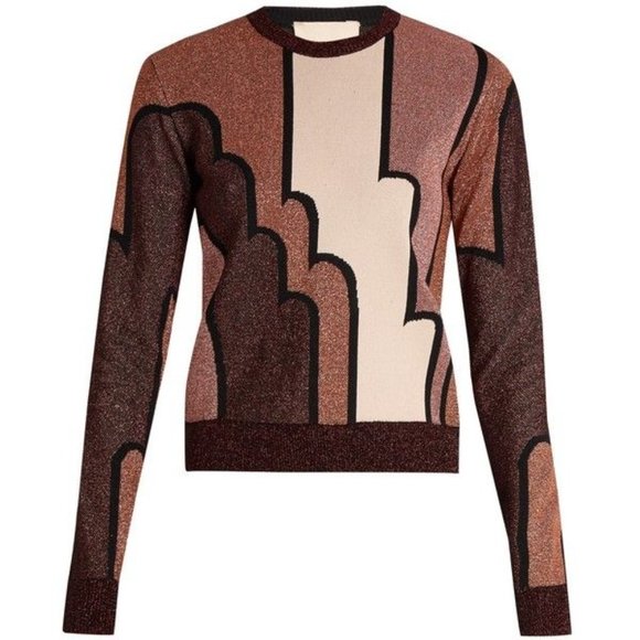Roksanda Brown Rose Gold Geometric Sweater - Picture 2 of 4